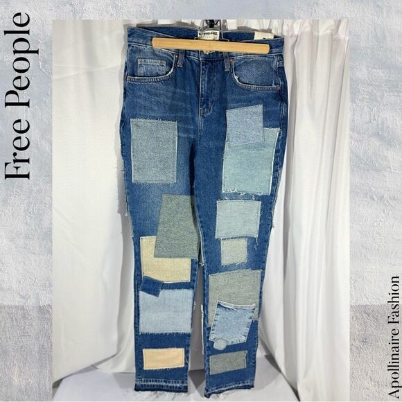 FREE PEOPLE BARE WITH ME JEANS DENIM NWT MID-RISE STRAIGHT LEG - Picture 9 of 12
